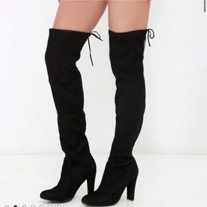 Steve Madden Black Suede Over-the-Knee Boots